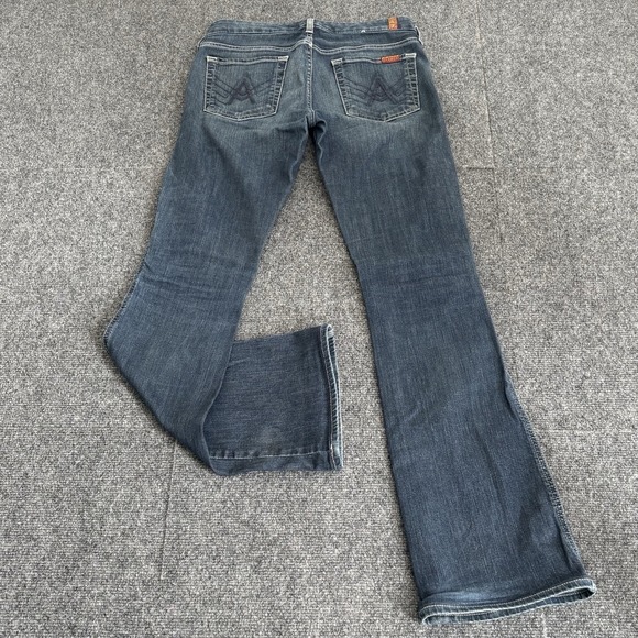 7 For All Mankind Jeans Women 27 Fits 30x33 Blue A Pocket Bootcut Denim Made USA - Picture 2 of 11